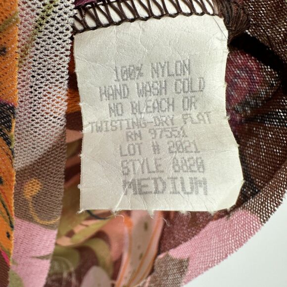 Vintage Y2K Sweet Pea By Stacy Frati Mesh Wrap Top Size M Floral Stretch Whimsy - Picture 7 of 8